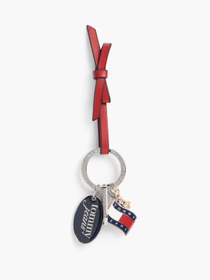 red bow strap wavy flag charm keyring for women tommy jeans