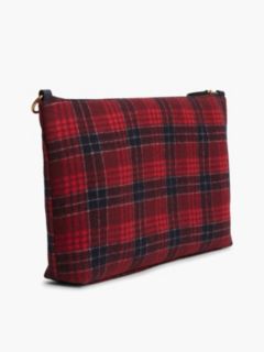Wool Blend Check Chain Shoulder Bag — Blue 3