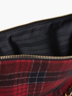 Wool Blend Check Chain Shoulder Bag — Blue 4