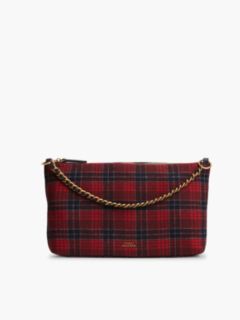 Wool Blend Check Chain Shoulder Bag — Blue 1