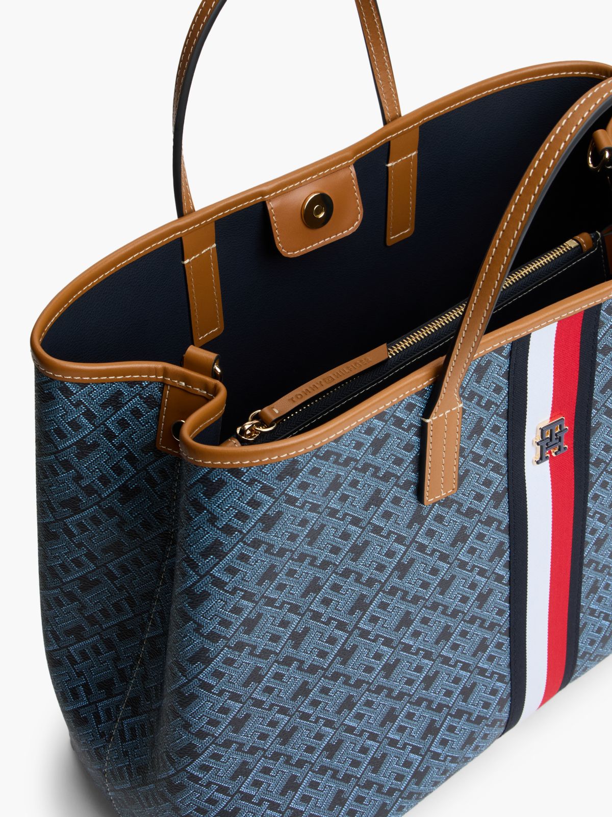 TH Monoplay Global Stripe Crossbody Satchel — Blue