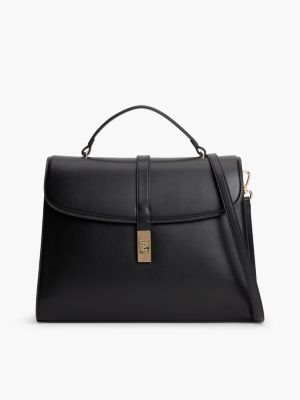 black heritage turn lock satchel for women tommy hilfiger