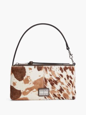 beige pony print convertible strap wallet for women tommy jeans