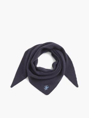 sciarpa triangolare in misto cashmere con logo blue da donne tommy hilfiger