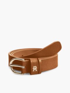 Essential Rounded Buckle Suede Belt — Brown 1