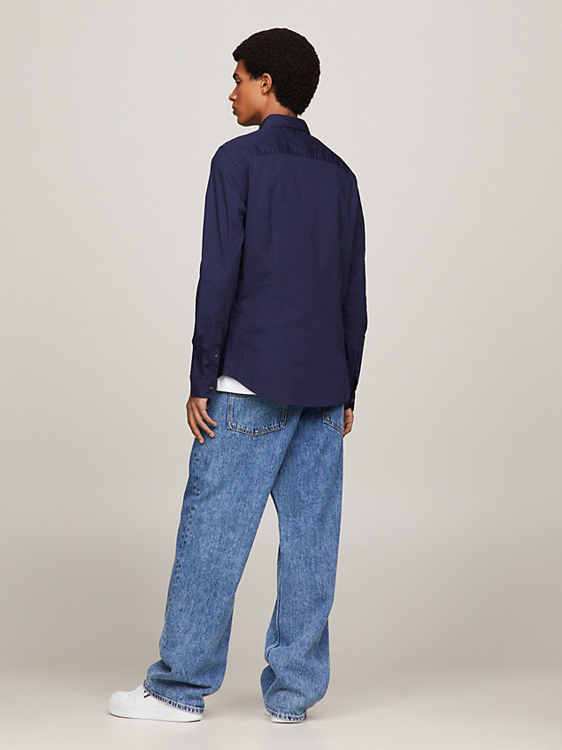 blue slim fit stretch overhemd voor heren - tommy jeans