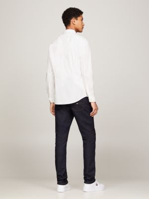 white slim fit poplin shirt for men tommy jeans
