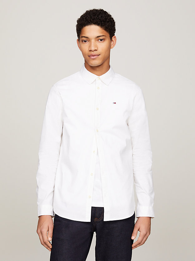 white stretch slim fit shirt for men tommy jeans