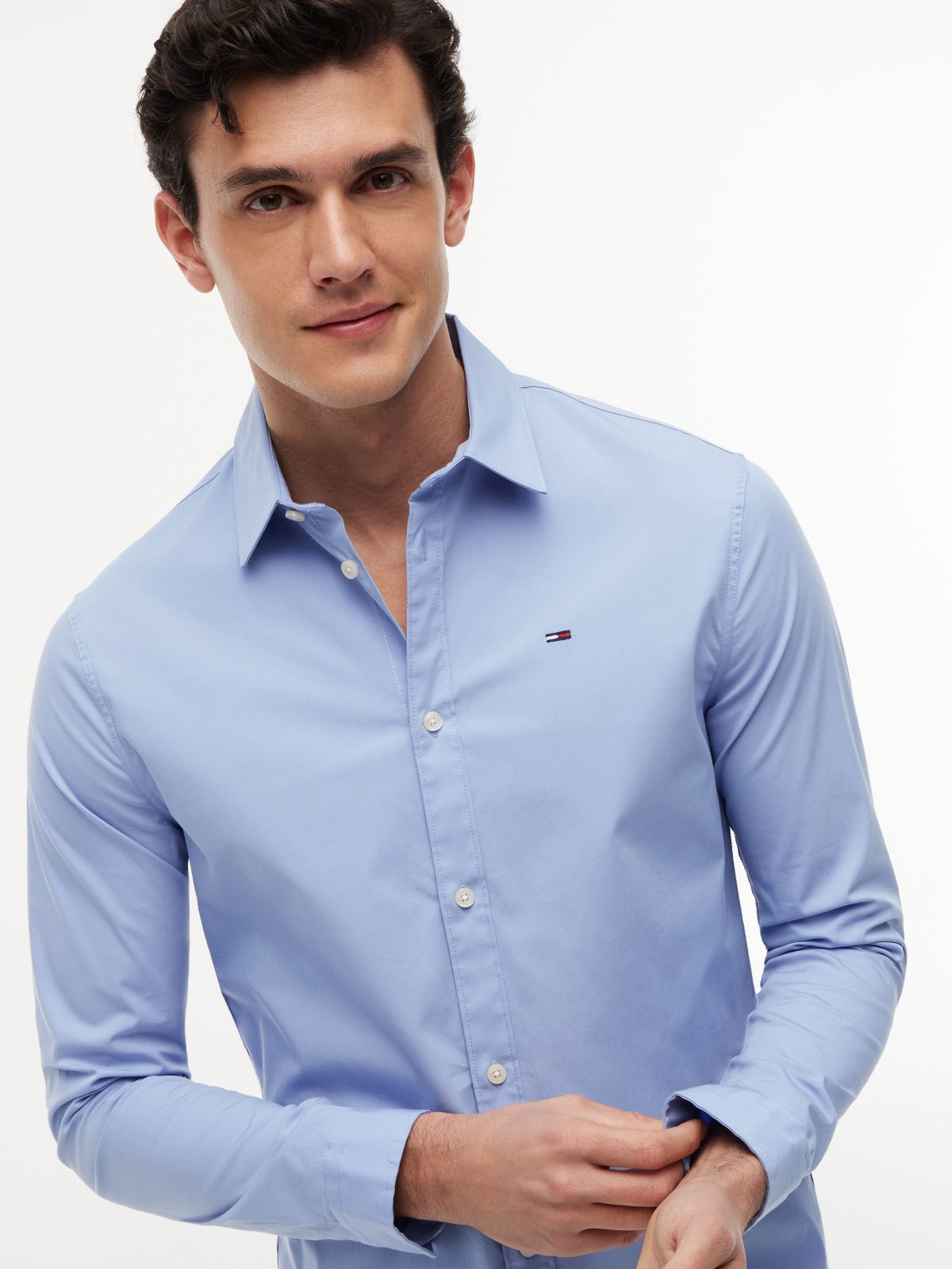 Slim Fit Poplin Shirt — Blue