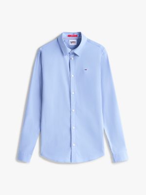 purple slim fit poplin shirt for men tommy jeans