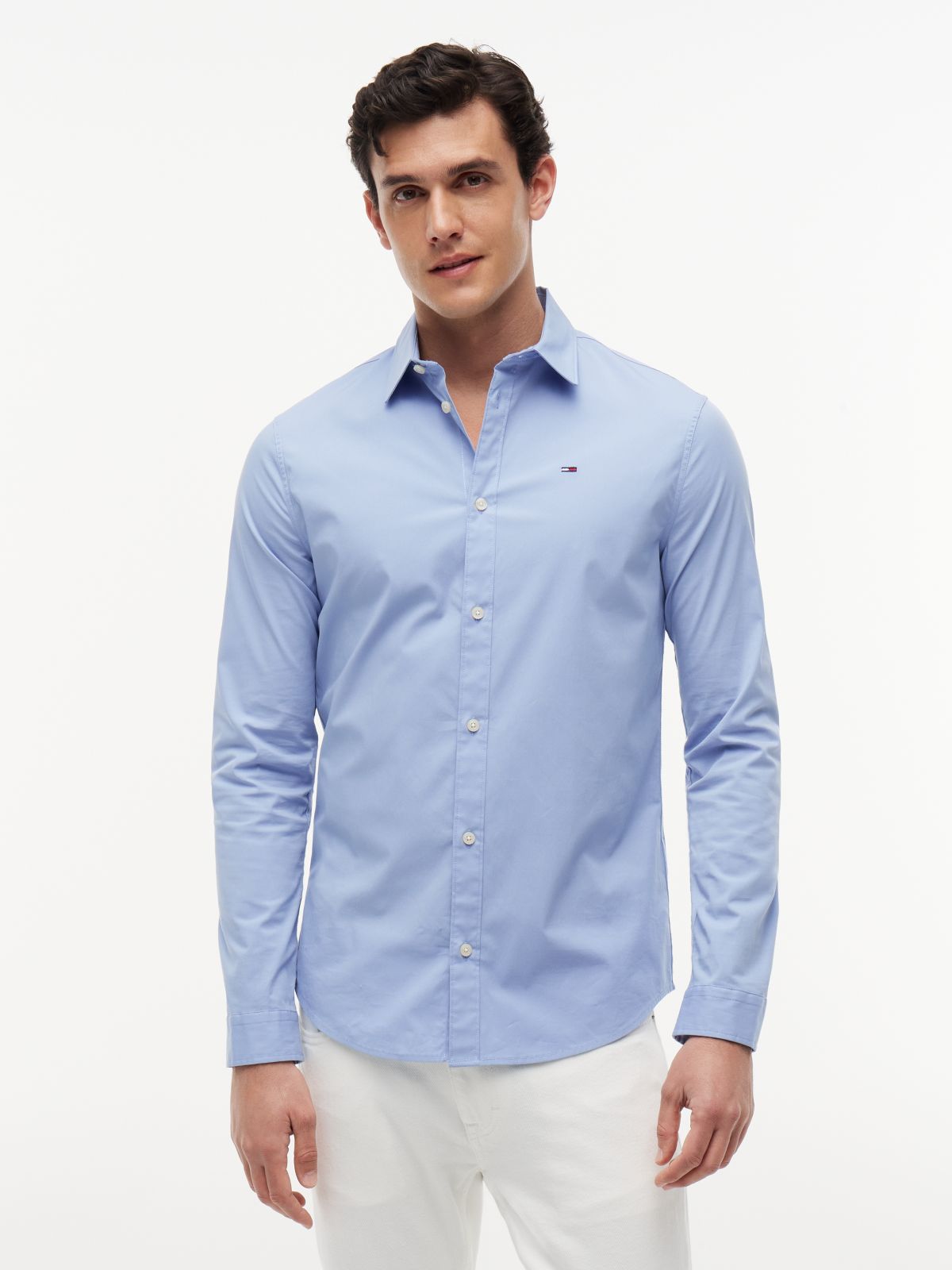 Slim Fit Poplin Shirt — Blue
