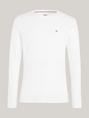 white long sleeve slim fit t-shirt for men tommy jeans