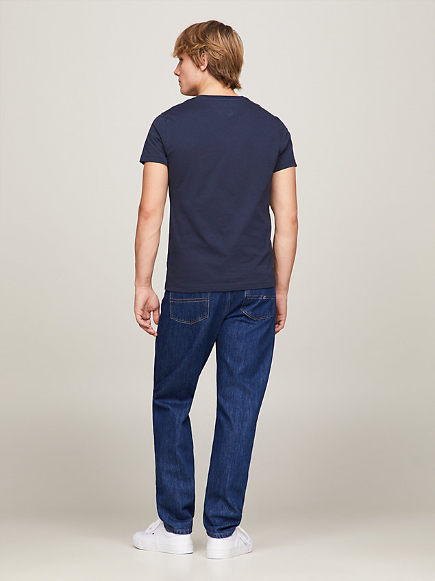 t-shirt con scollo a v blue da uomo tommy jeans