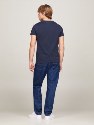 blue v-neck t-shirt for men tommy jeans