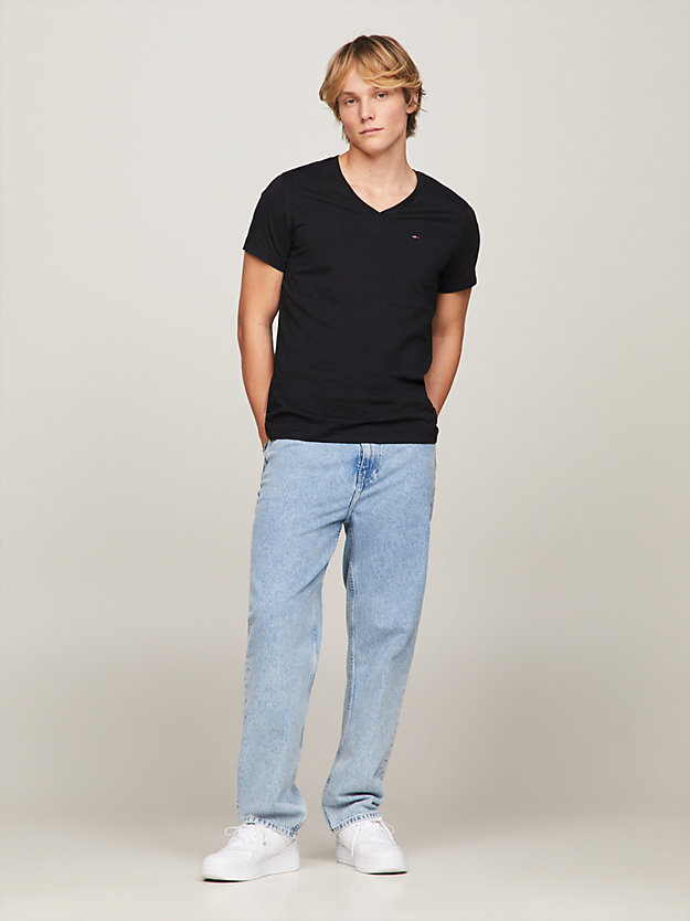 black v-neck t-shirt for men tommy jeans