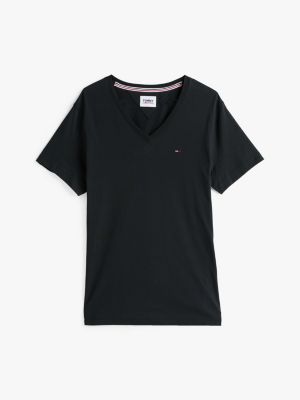 T shirt met V hals Zwart Tommy Hilfiger