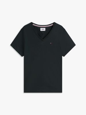 black v-neck t-shirt for men tommy jeans
