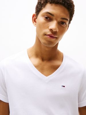 white v-neck t-shirt for men tommy jeans