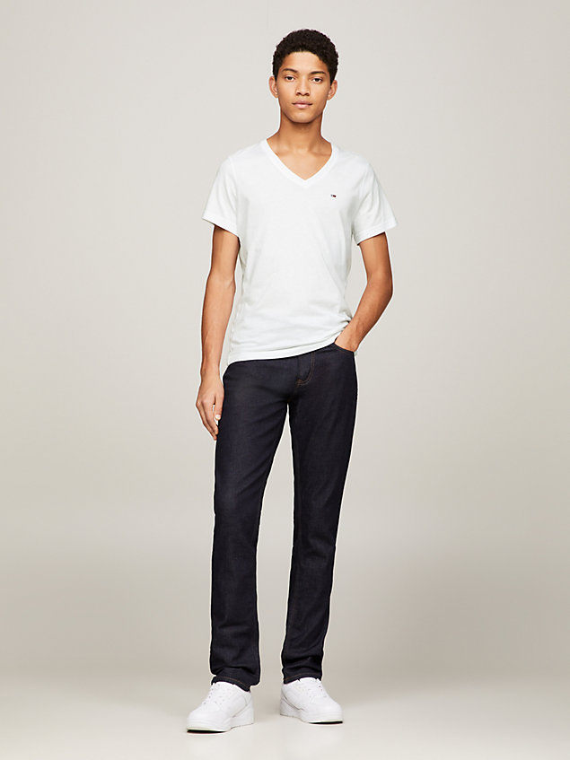white t-shirt met v-hals voor heren - tommy jeans
