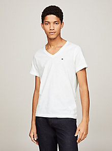 white v-neck t-shirt for men tommy jeans