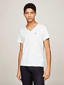 white v-neck t-shirt for men tommy jeans