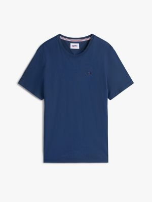 blau slim fit t-shirt für herren - tommy jeans