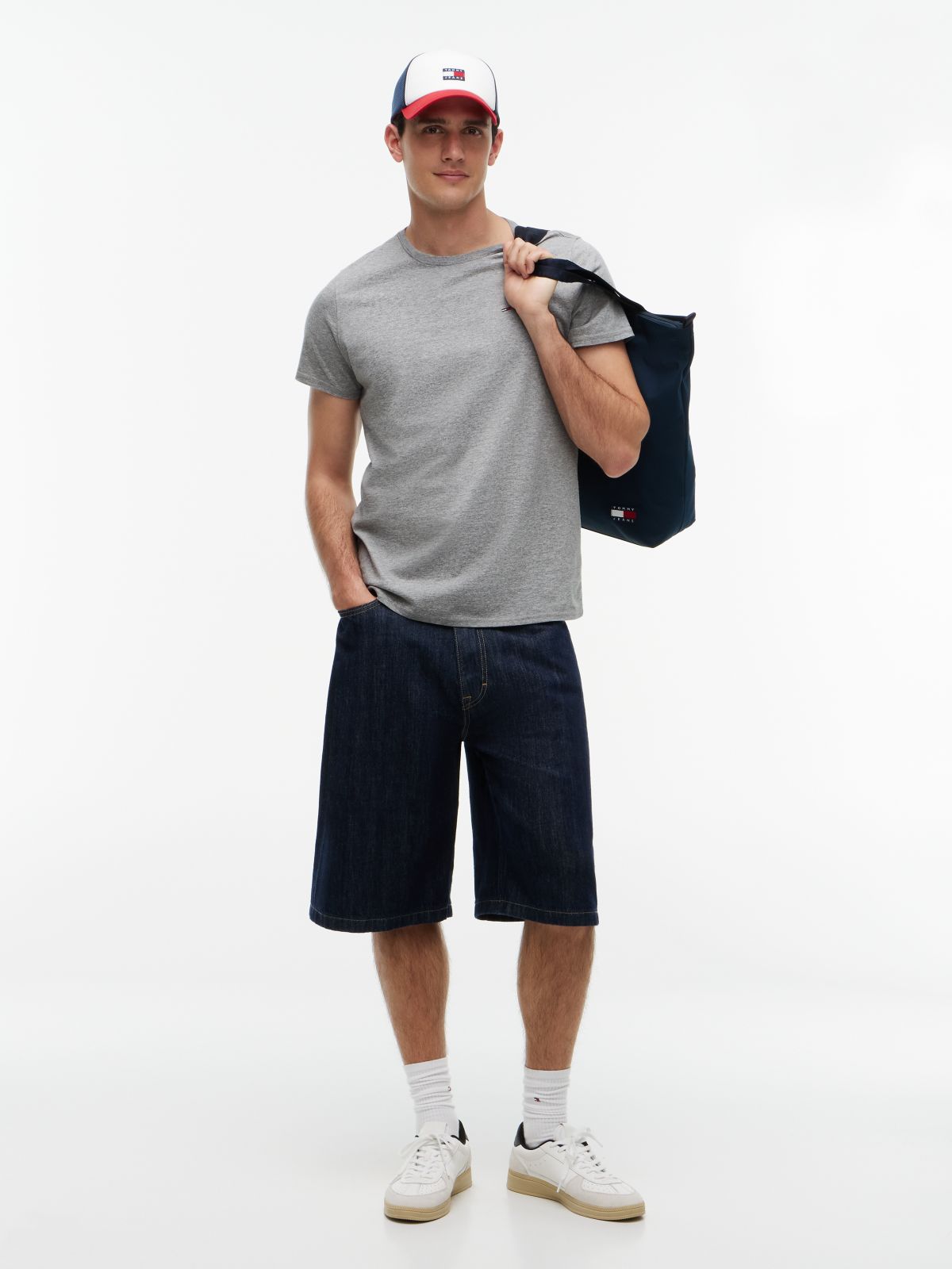 Flag Embroidery Extra Slim Jersey T-Shirt — Grey