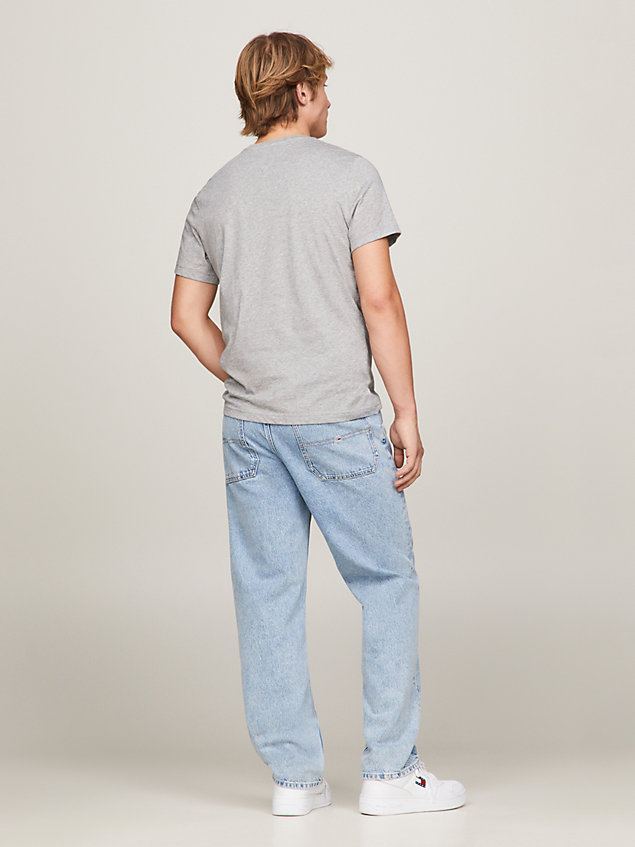 grey regular fit crew t-shirt for men tommy jeans