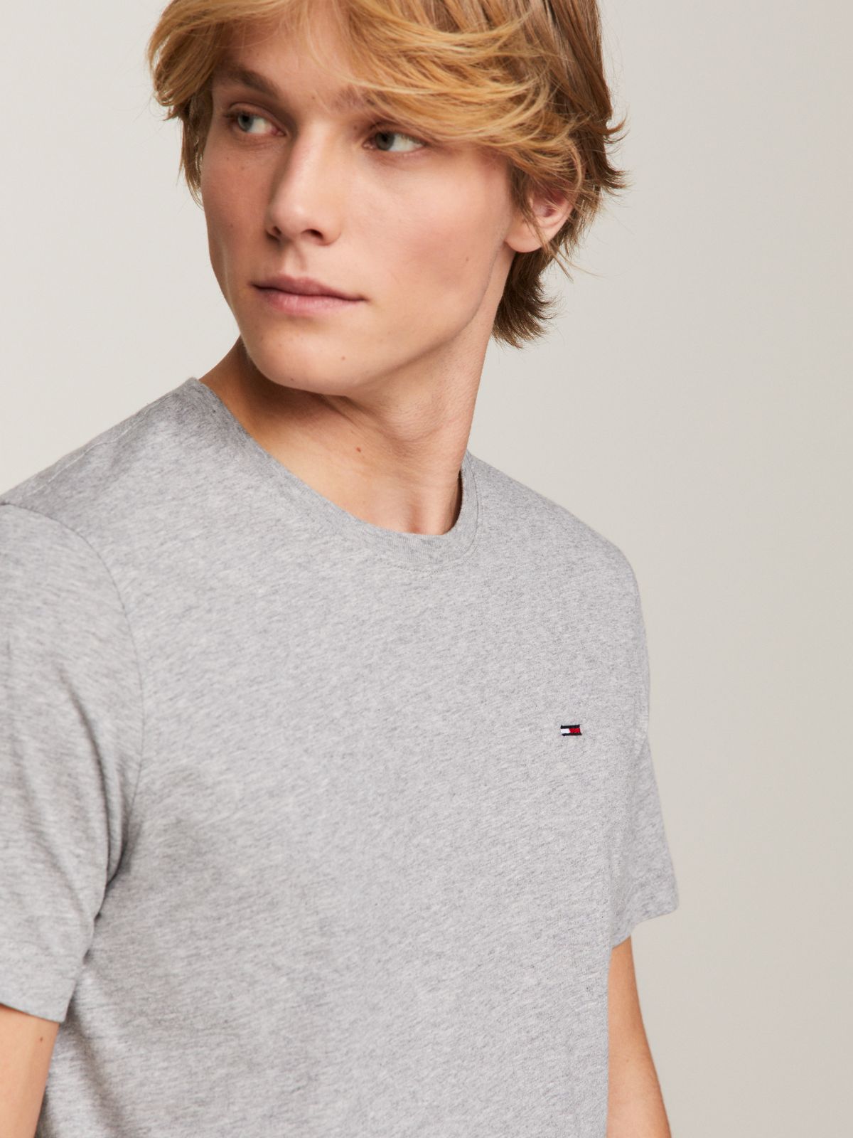 Flag Embroidery Extra Slim Jersey T-Shirt — Grey