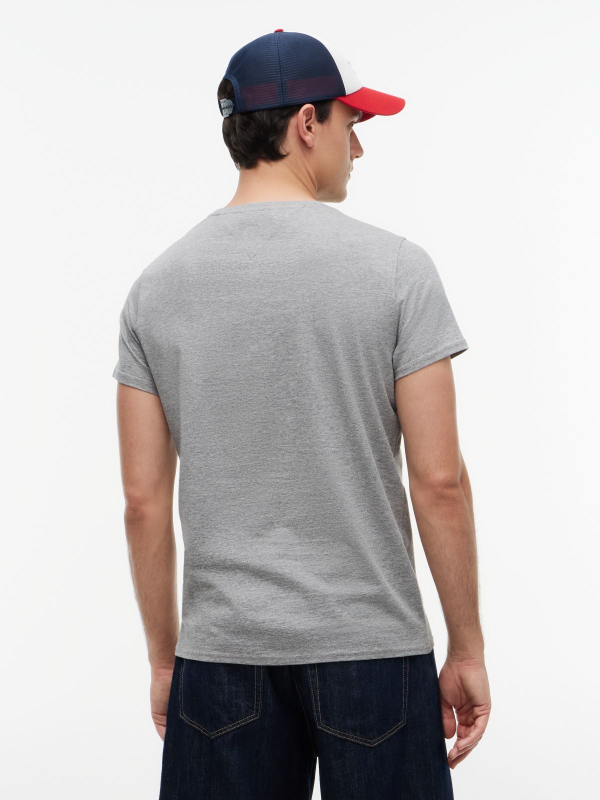 Flag Embroidery Extra Slim Jersey T-Shirt — Grey