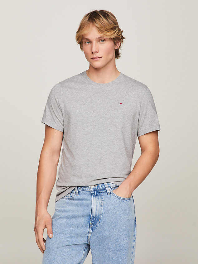 camiseta con cuello redondo de corte regular grey de hombres tommy jeans
