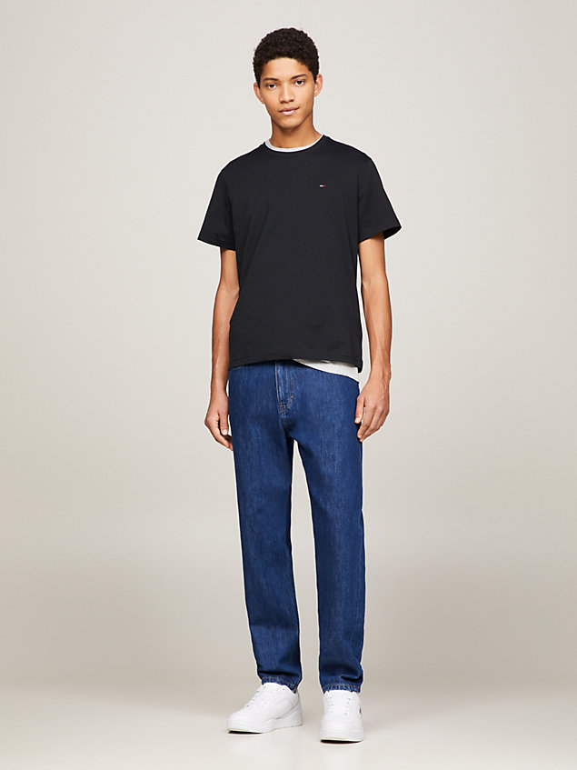 black regular fit crew t-shirt for men tommy jeans