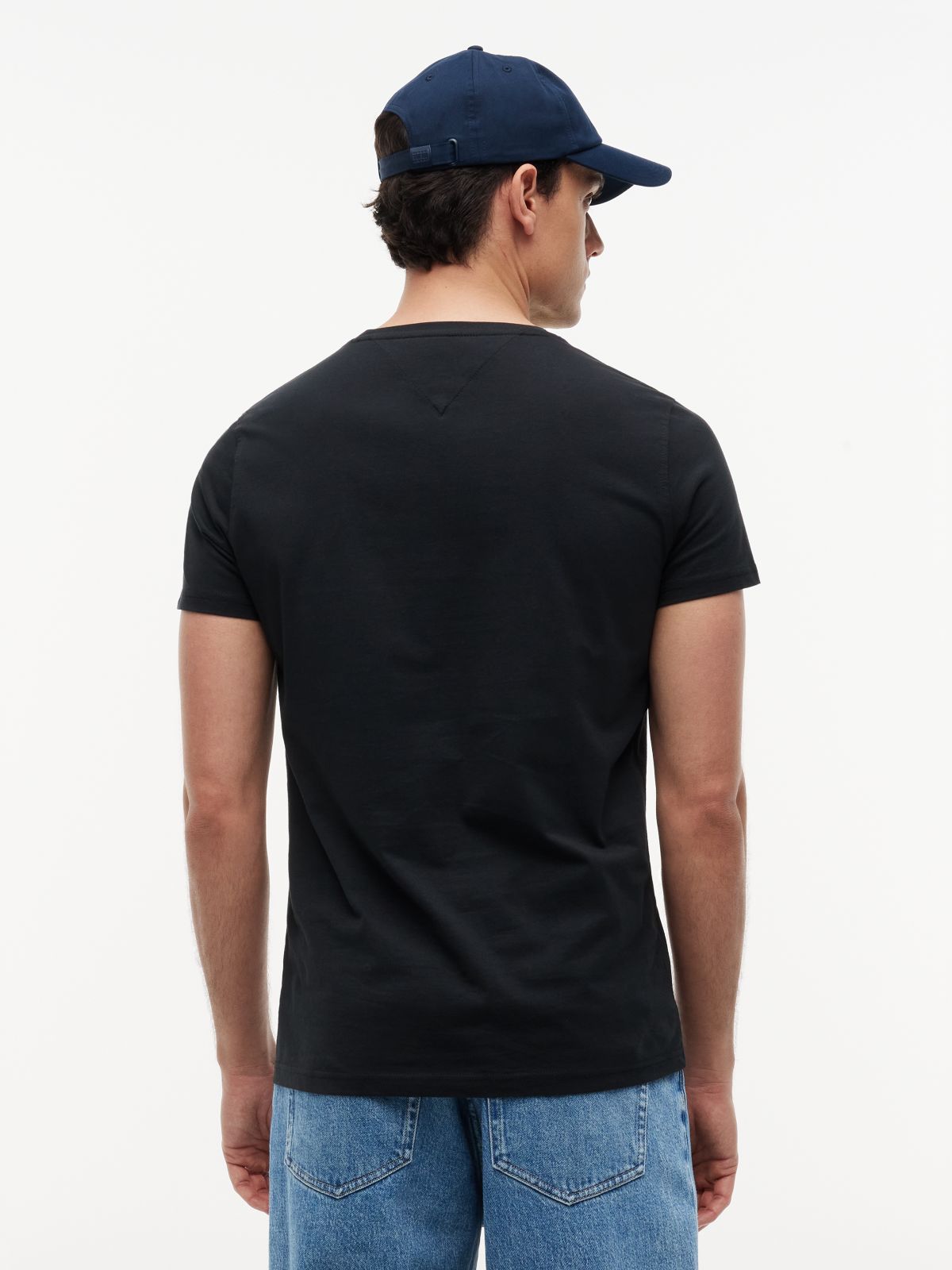 Flag Embroidery Extra Slim Jersey T-Shirt — Black