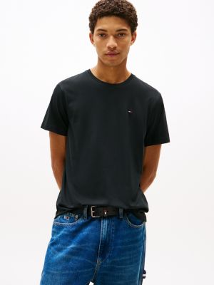 camiseta con corte slim black de hombres tommy jeans