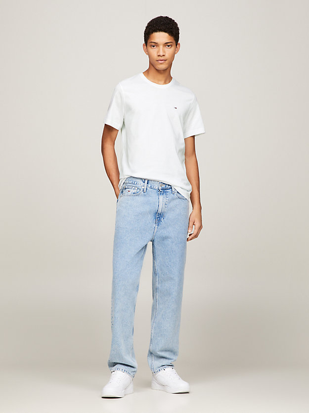 white regular fit crew t-shirt for men tommy jeans
