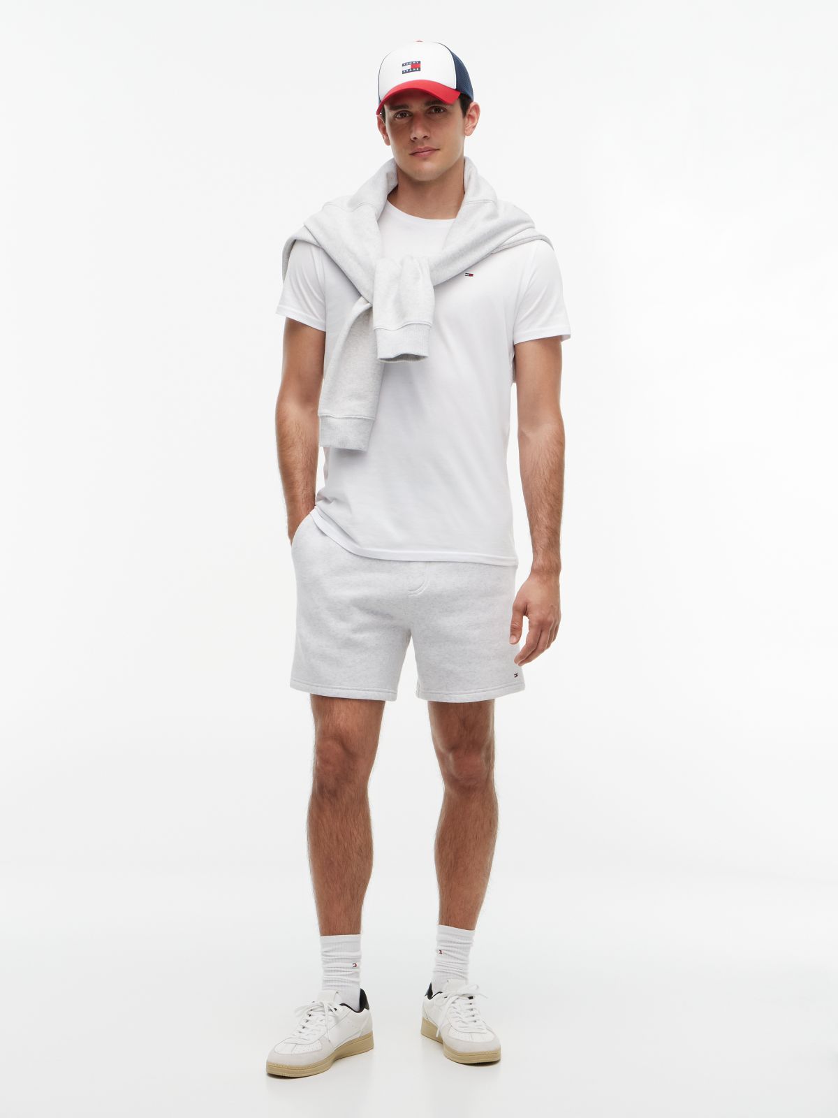 Flag Embroidery Extra Slim Jersey T-Shirt — White