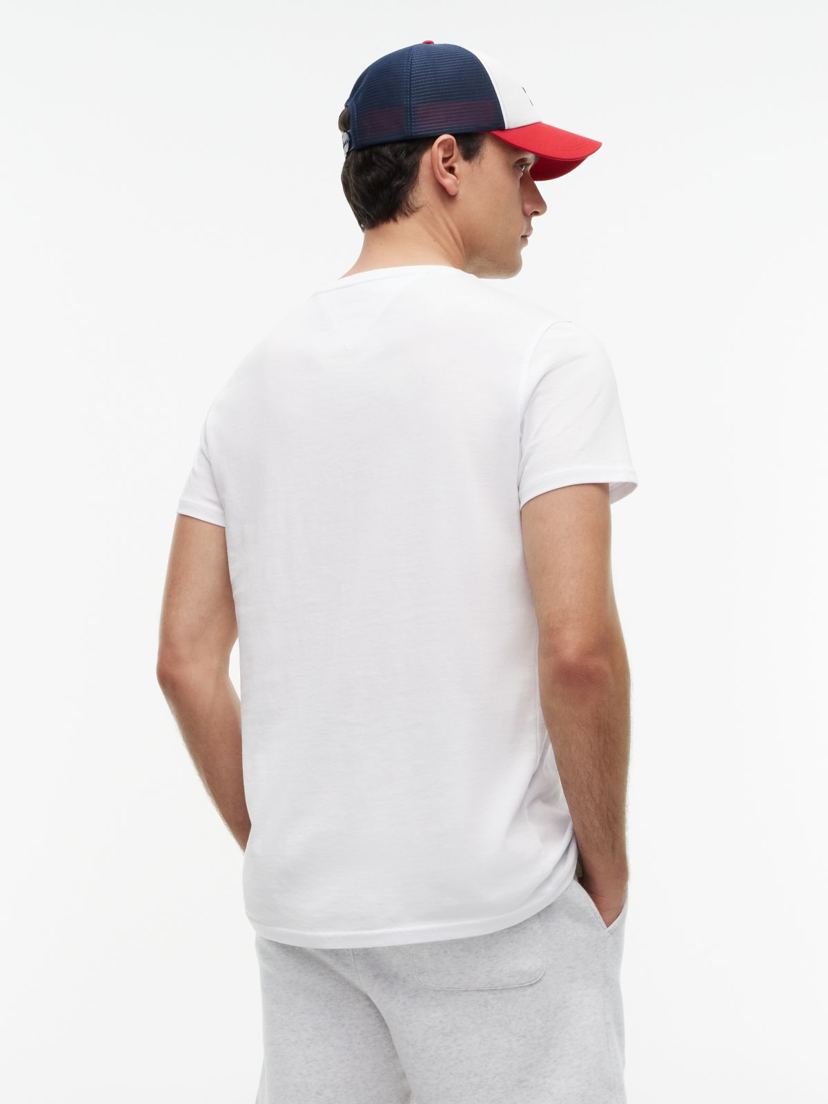 Flag Embroidery Extra Slim Jersey T-Shirt — White