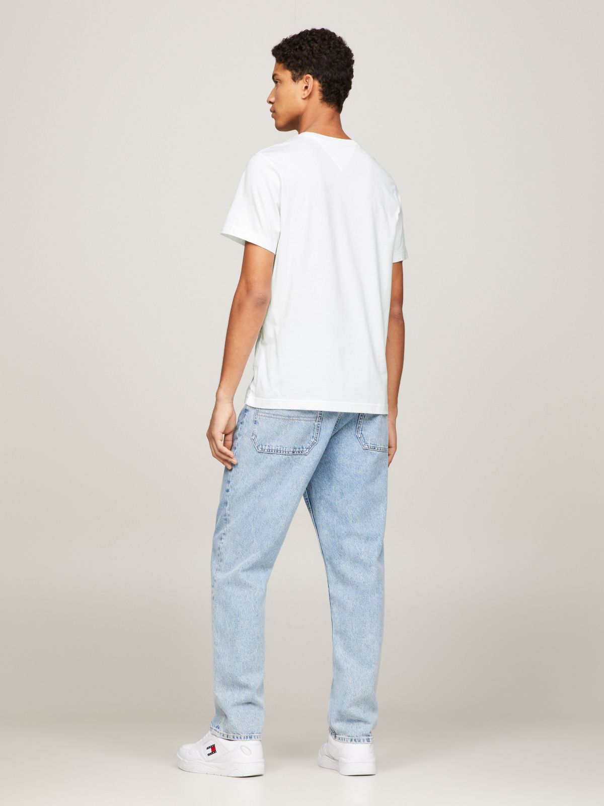 Flag Embroidery Extra Slim Jersey T-Shirt — White