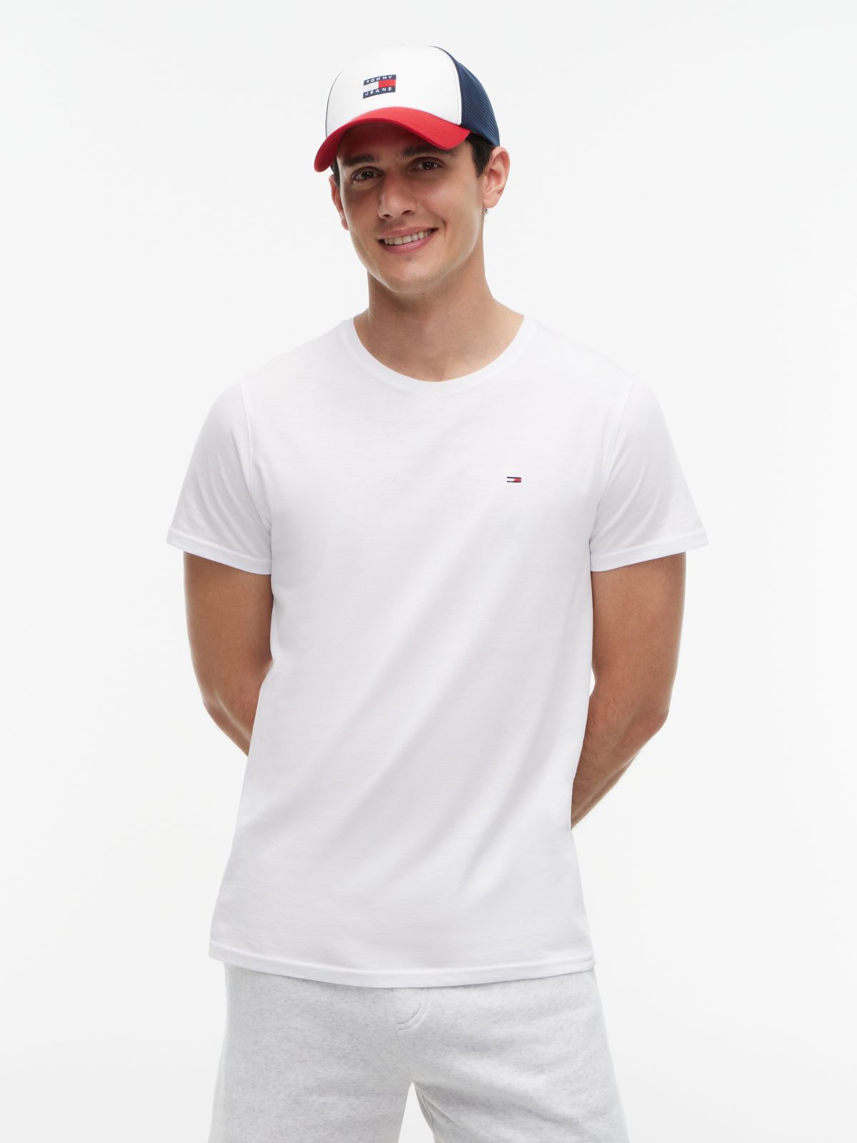 Flag Embroidery Extra Slim Jersey T-Shirt — White