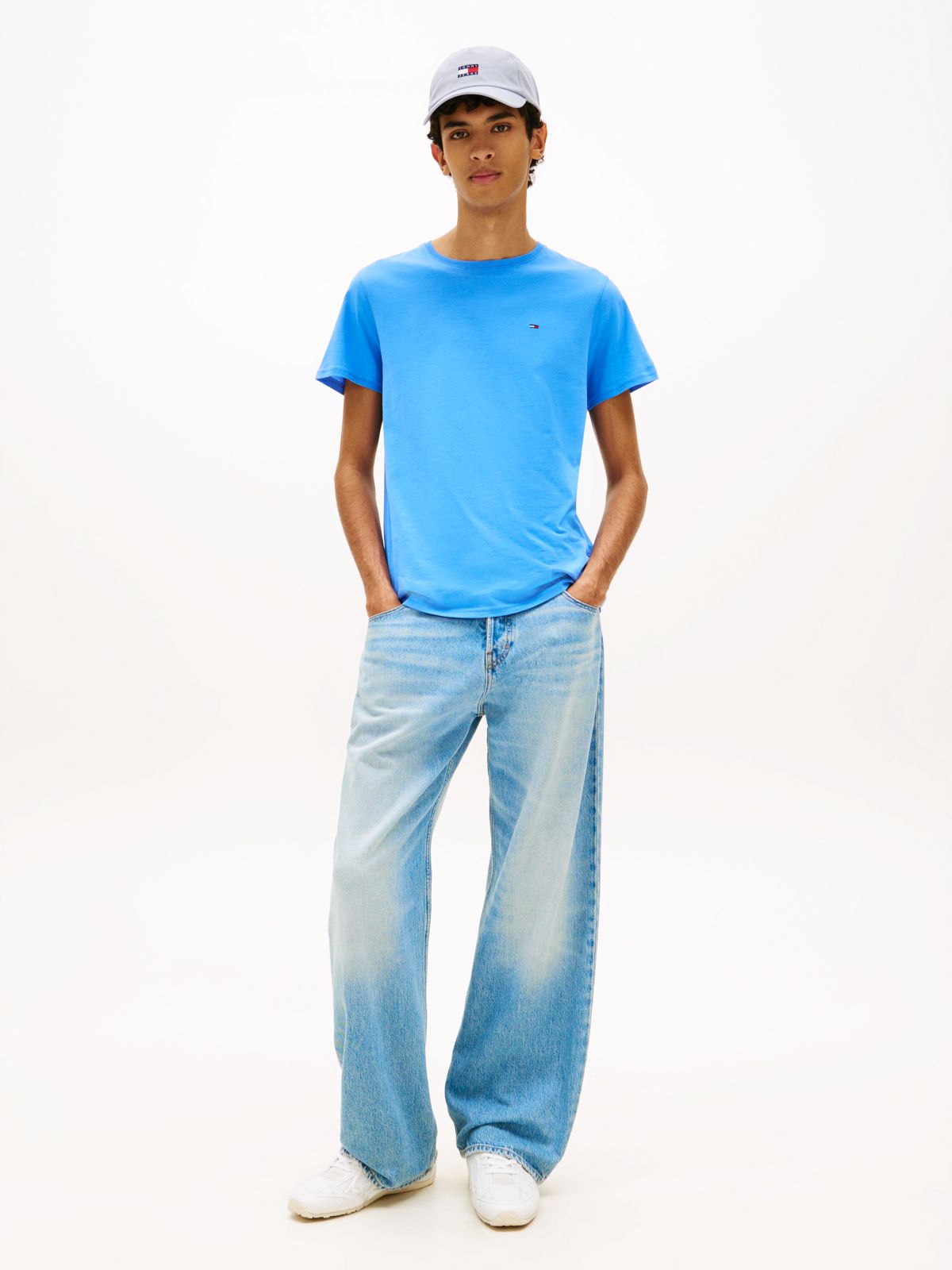 Flag Embroidery Extra Slim Jersey T-Shirt — Blue