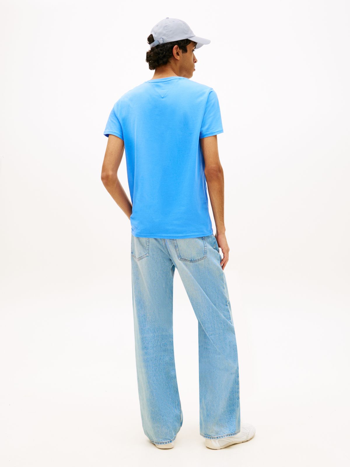 Flag Embroidery Extra Slim Jersey T-Shirt — Blue