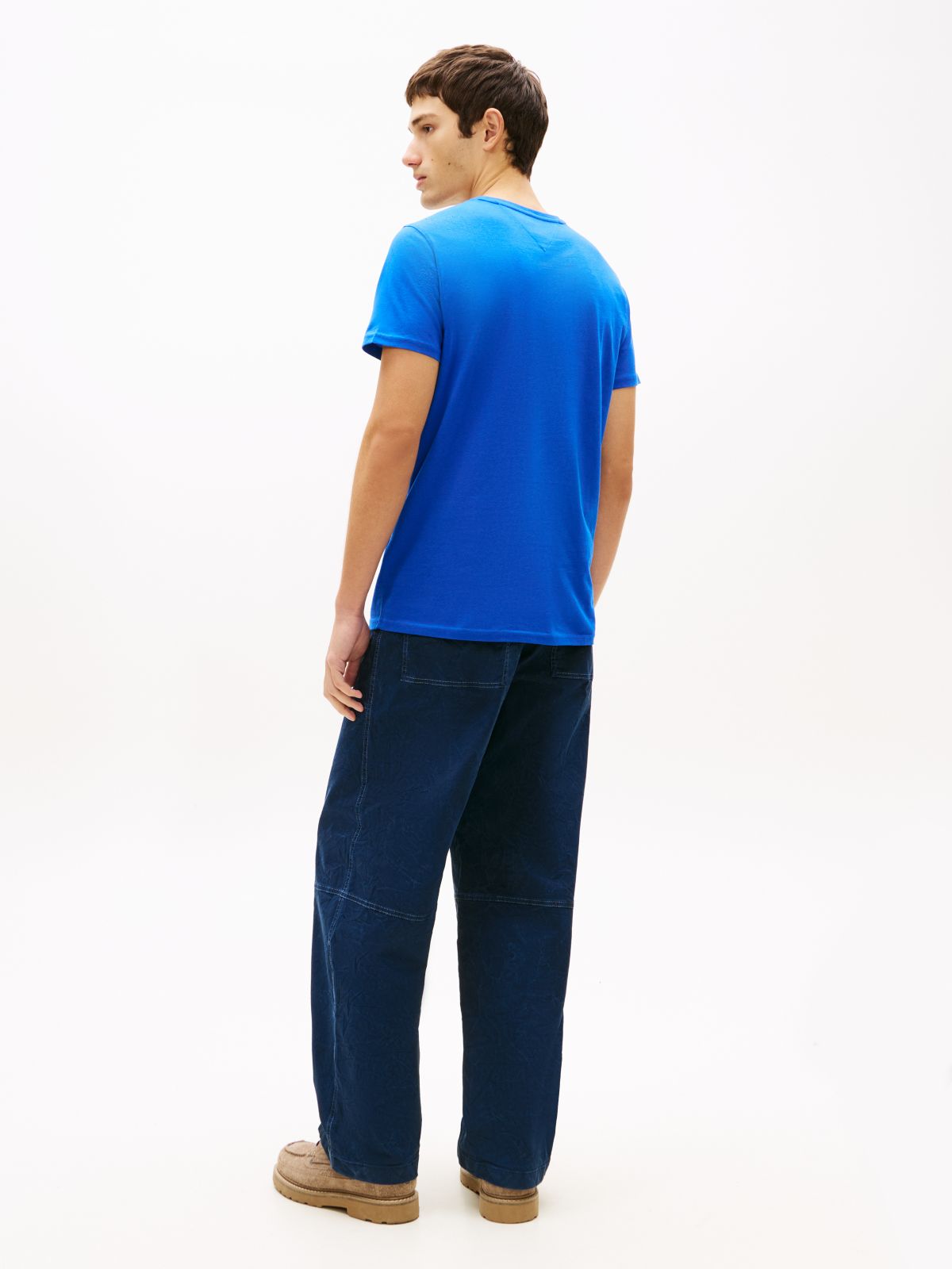 Flag Embroidery Extra Slim Jersey T-Shirt — Blue