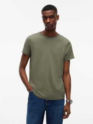 green flag embroidery extra slim jersey t-shirt for men tommy jeans