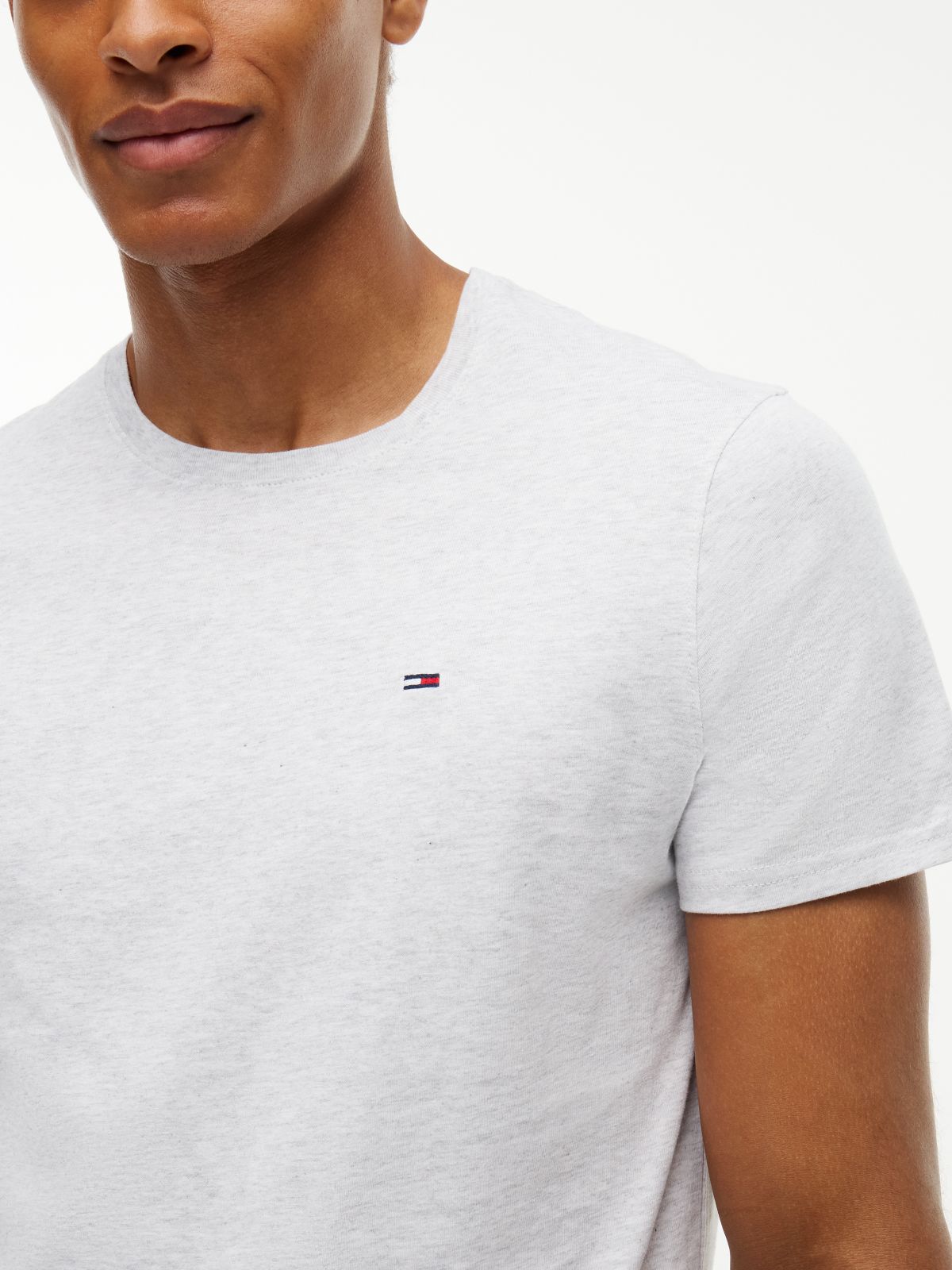 Flag Embroidery Extra Slim Jersey T-Shirt — Grey