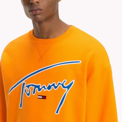 tommy jeans signature sweatshirt orange