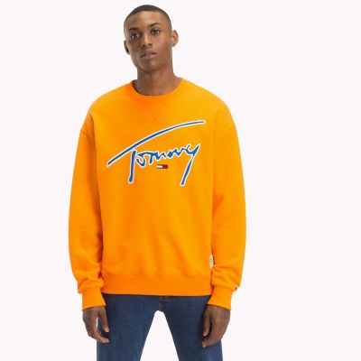 tommy jeans signature sweatshirt orange