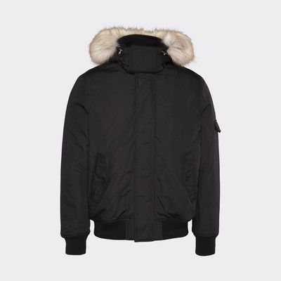 tommy jeans technical quilted bomber jacket faux fur trim hood in black