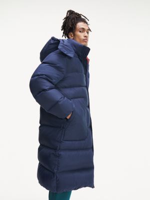 tommy jeans long quilted hooded down jacket