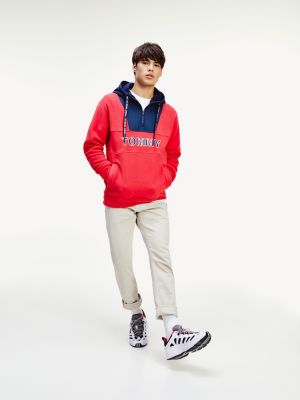 tommy hilfiger zip tape contrast hoodie