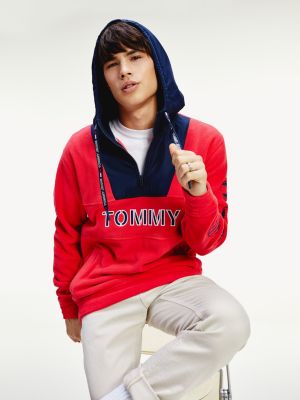 tommy hilfiger zip tape contrast hoodie